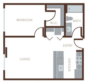 Floor Plan 101 | The Livingstone Apartments | 1 & 2 Bedroom Apartments in West Seattle | Seattle, WA 98106