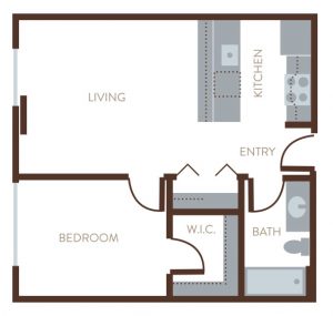 Floor Plan 102 | The Livingstone Apartments | 1 & 2 Bedroom Apartments in West Seattle | Seattle, WA 98106
